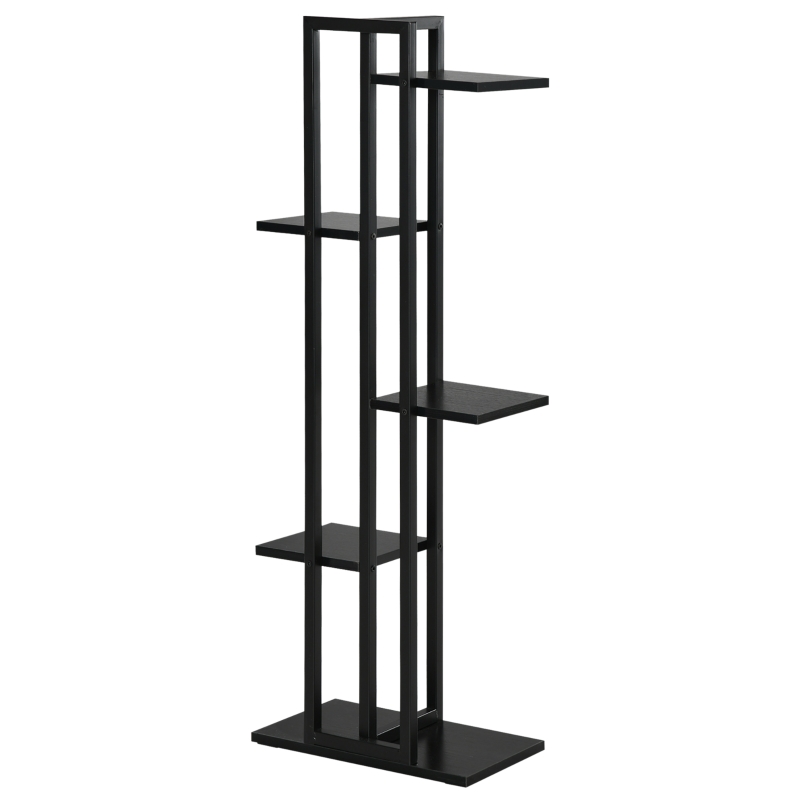 Outsunny Échelle Porte-fleurs à 5 Niveaux pour Intérieur et Extérieur en MDF et Acier, 40x22x113 cm, Noir