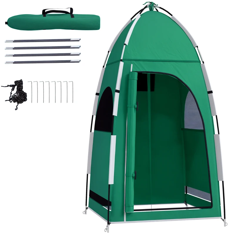 Outsunny Tenda de Duche Portátil Tenda de Privacidade Emergente 122x122x213 cm UPF30+ Trocador para Campismo Sanita Verde