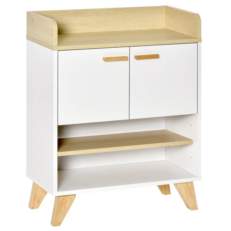 HOMCOM Meuble Polyvalent avec Armoire et Étagères Ouvertes, Meuble de Salon, Cuisine, Bureau en Bois Blanc, 60x30x78cm