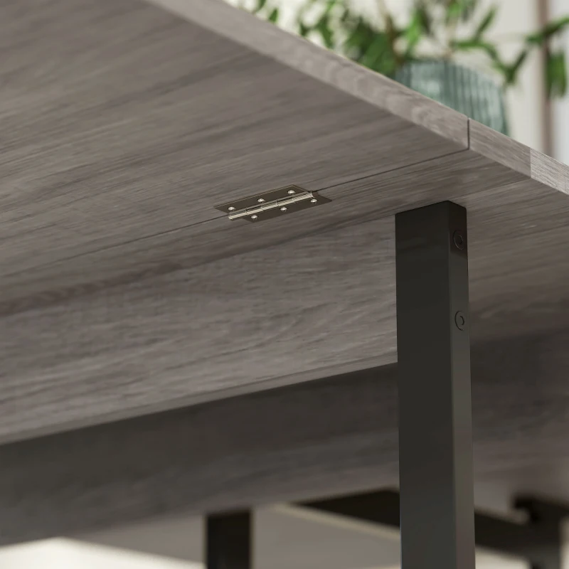 HOMCOM Table à Manger Pliable au Design Industriel pour jusqu'à 4 Personnes, Étagères Ouvertes, Flexible, Métal, Panneau de Particules, Gris