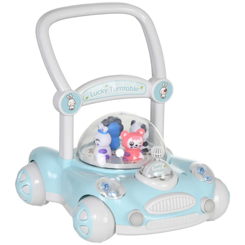 AIYAPLAY Andador para Bebés de 1-3 Años con Altura Ajustable Música Ruedas Antideslizantes Luces Manillar Desmontable Azul Claro