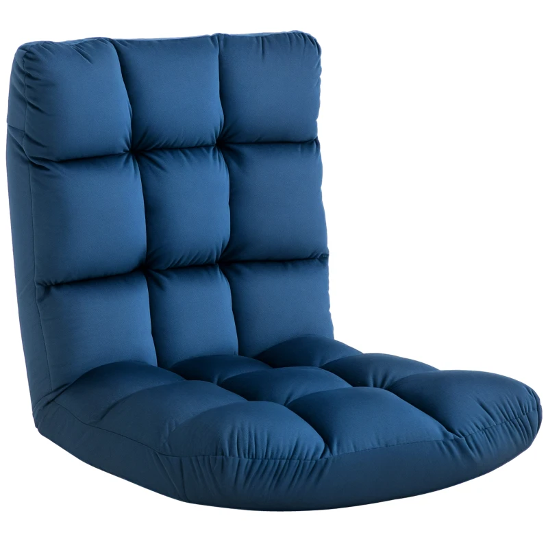 HOMCOM Fauteuil Convertible Fauteuil Paresseux Grand Confort Inclinaison Dossier Multipositions 90°-180° Flanelle Polyester capitonné Bleu Roi