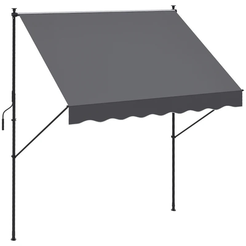 Outsunny Toldo Manual Retráctil 200x175x210-310 cm Ajustable con Manivela Protección Solar UV40+ para Balcón Terraza Gris