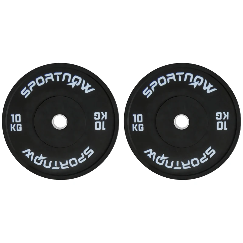SPORTNOW Set de 2 Disques de Poids de 10kg pour Haltères et Haltères avec Attache Ø5cm, Noir