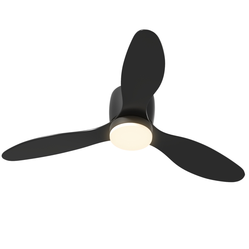 HOMCOM Ventilateur de Plafond avec Lampe et Télécommande, 3 Couleurs de Lumière, 6 Vitesses, Luminosité Ajustable, Noir