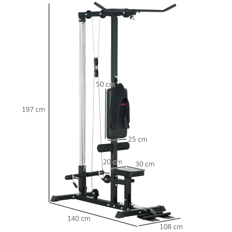 SPORTNOW Station de force pour la maison, tirages de rame, sans poids, équipement de fitness pour la maison, acier, simili cuir, Noir
