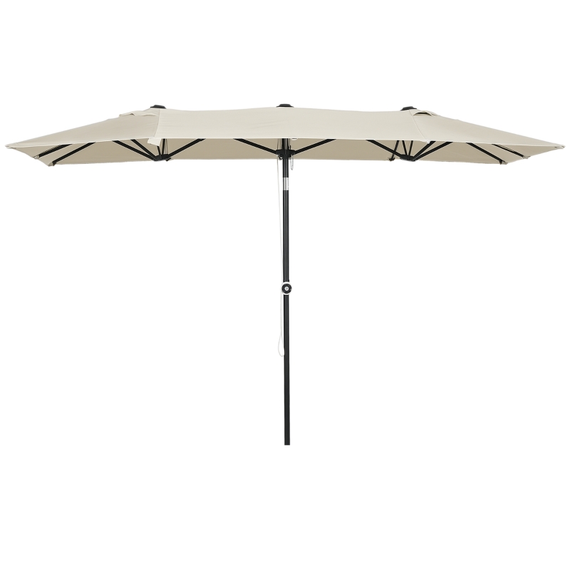 Outsunny Umbrelă de Grădină Dublă Înclinabilă și Reglabilă în Înălțime, 295x150x170-214 cm, Alb Crem