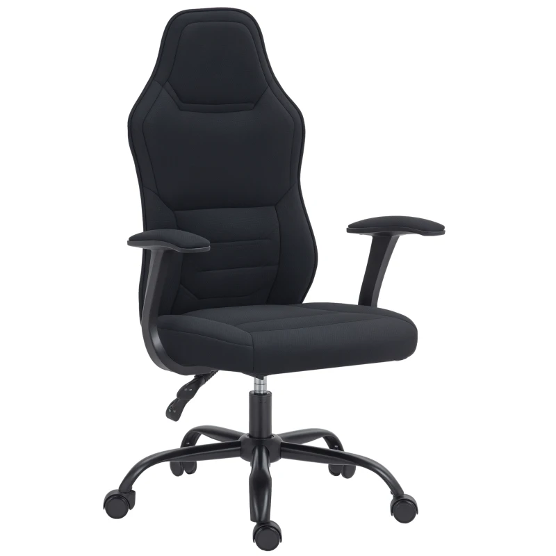 HOMCOM Scaun de Gaming Rabatabil cu Suport Lombar, Scaun de Gaming cu Înălțime Reglabilă, 65x59x113 cm, Negru