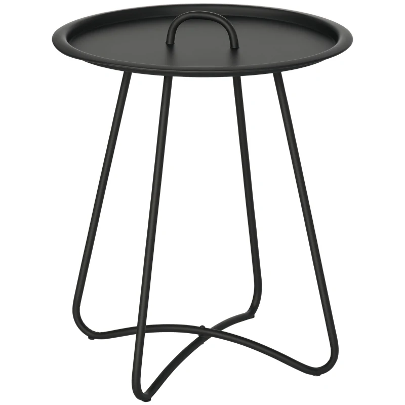 Outsunny Gartentisch Beistelltisch für Garten Couchtisch Kaffeetisch mit Tragegriff Wohnzimmer