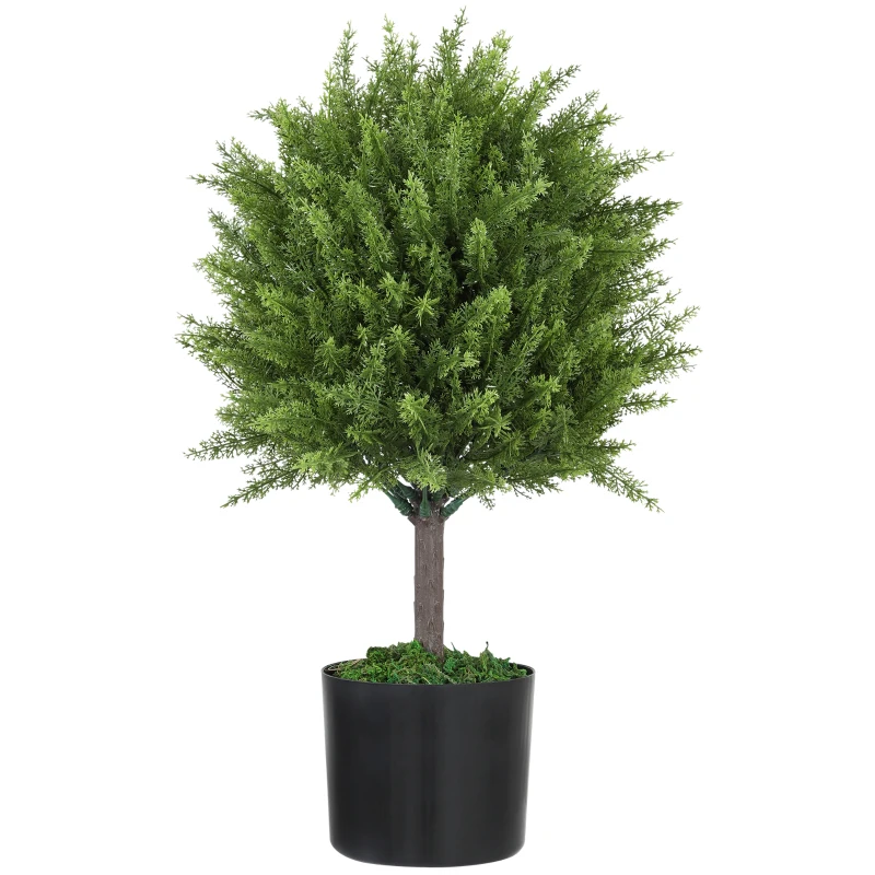 HOMCOM Pianta Finta Albero Cedro avec Vaso Inclus pour Intérieur et Extérieur, Hauteur 55 cm, Vert