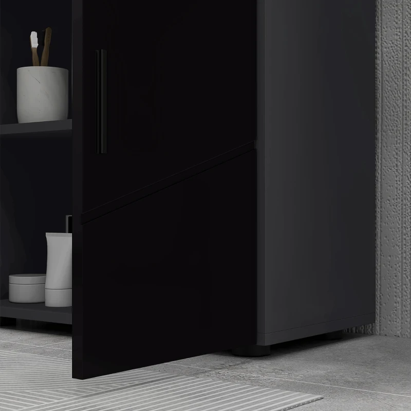 kleankin Meuble Sous-Lavabo Salle de Bain en Bois avec Armoire 2 Portes, 60x30x60cm, Noir