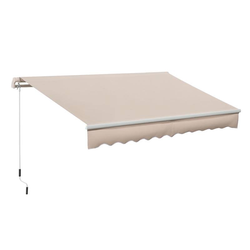 Outsunny Copertină Extensibilă pentru Exterior, Copertină Roll-Up cu Deschidere Manivelă, 295x200 cm, Bej