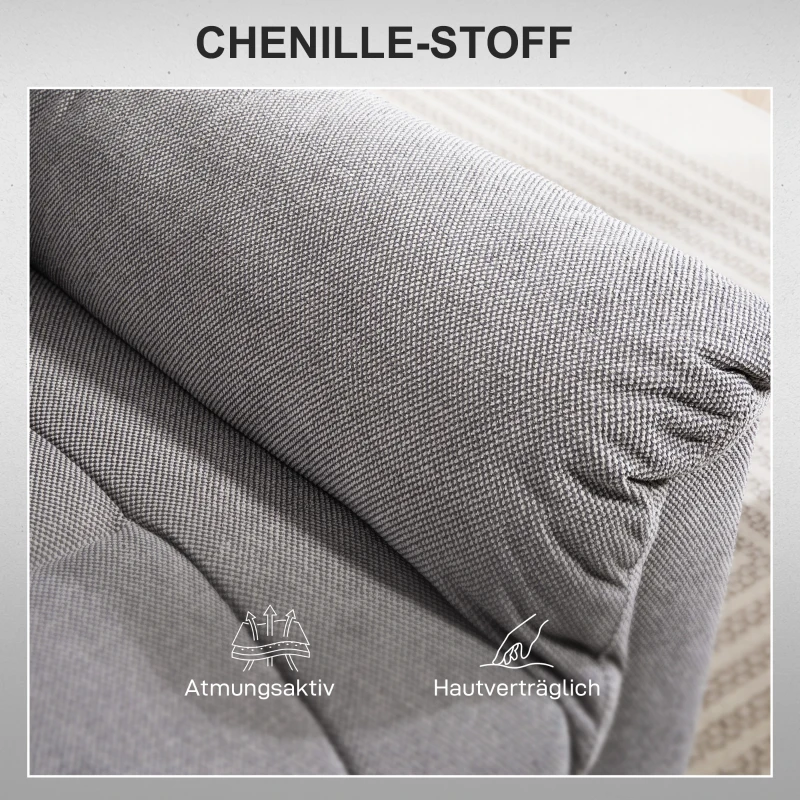 HOMCOM Fauteuil de Levage, Fauteuil de Massage avec Fonction de Chaleur, Fauteuil Rembourré avec Repose-Pieds, Poches Latérales, Revêtement en Chenille, Gris Foncé