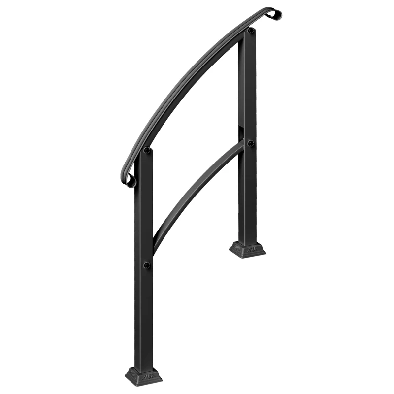Outsunny Barandilla de Escalera 71 cm con Kit de Instalación Ángulo Ajustable para 1-3 Escalones para Exterior Terraza Negro