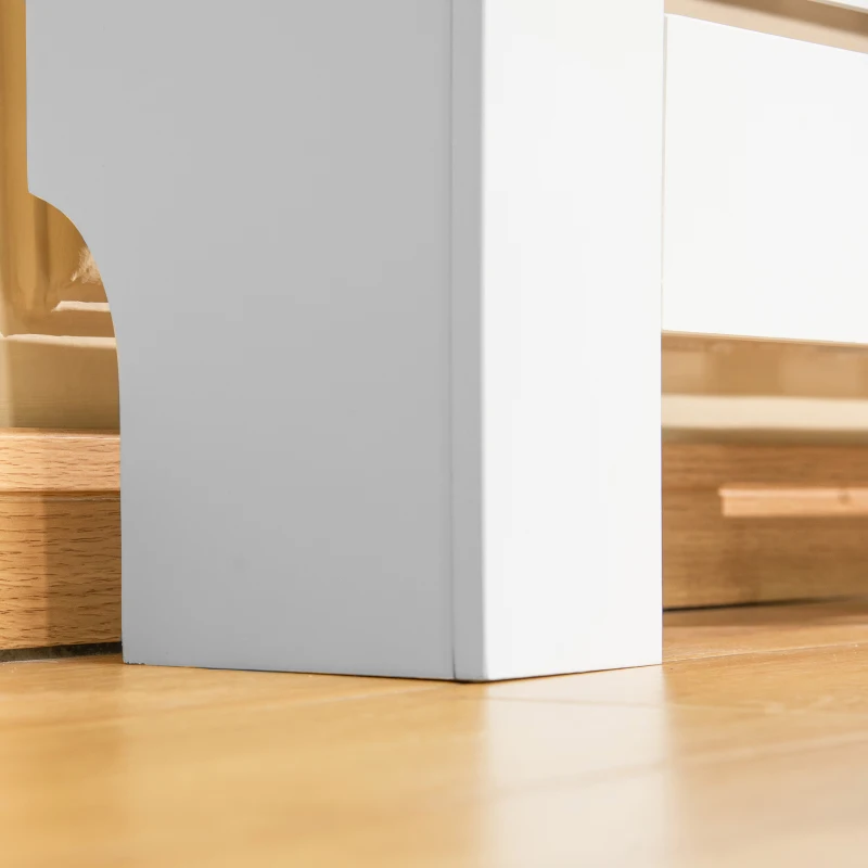 HOMCOM Cache-radiateur Mobile en MDF avec Largeur Réglable et Étagère Supérieure en Bois, 140-202x19x82,5 cm, Blanc