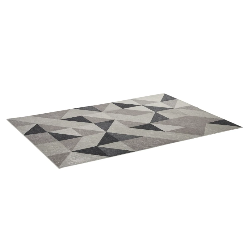 HOMCOM Tapete de Sala de Estar Moderno 230x160cm Tapete Geométrico com Base Antiderrapante Multicor