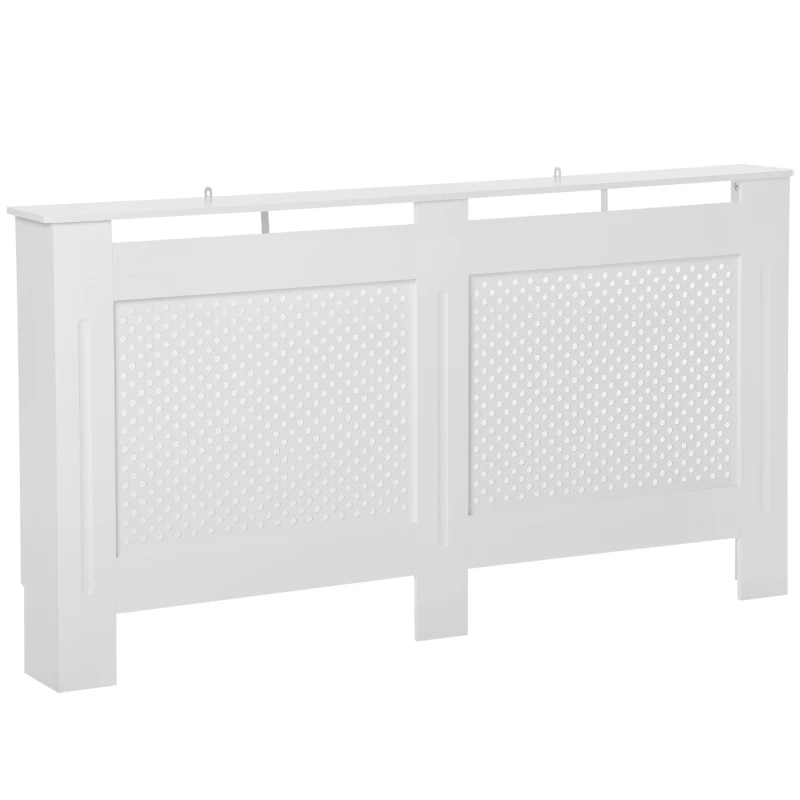 HOMCOM Cache-radiateur en Bois MDF, Couverture de Radiateur Moderne avec Étagère Supérieure Laquée Blanc, 151,5x82x19 cm