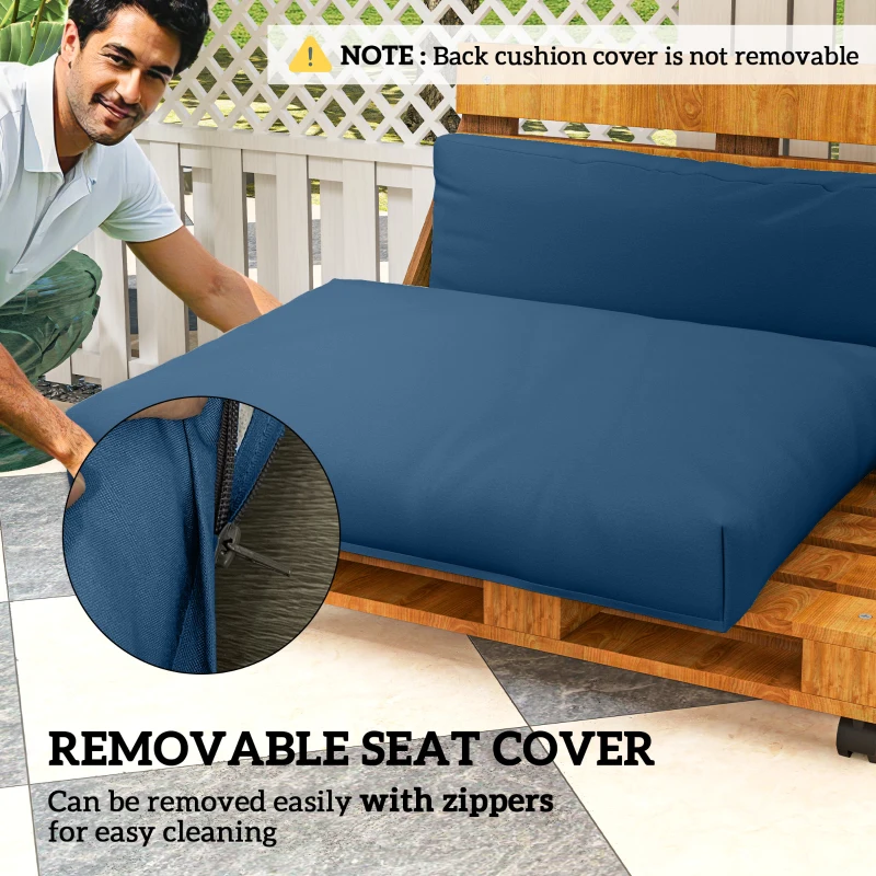Outsunny Two Piece Seat Pallet and Back Cushions - Navy Blue