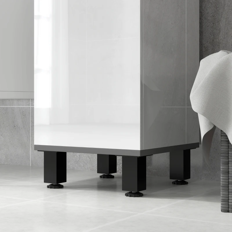 HOMCOM Meuble Colonne de Salle de Bain avec 2 Armoires avec Étagères Réglables et Tiroir, 34x32x190 cm, Blanc(m-3)