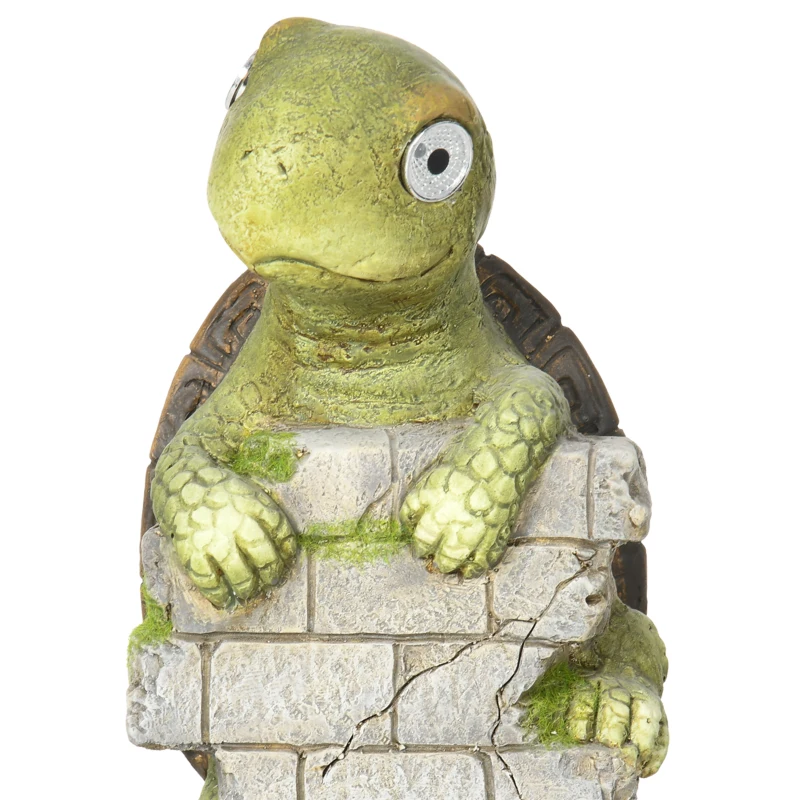 Outsunny Figurine de jardin "Petite Tortue", décoration de jardin, résistante aux intempéries, incl. lumière solaire