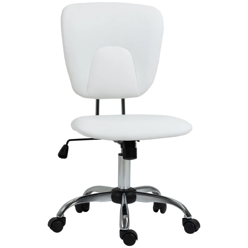 Vinsetto Silla de Oficina Giratoria con Altura Ajustable y Función Basculante para Escritorio Estudio 50x54x87,5-96,5 cm Blanco