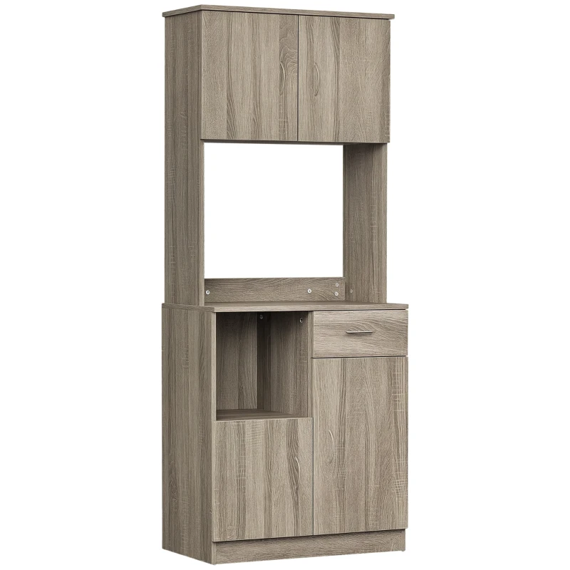 HOMCOM Credenza Moderna per Cucina o Sala da Pranzo, Mobile Buffet con Armadietti e Cassetti in Legno, Grigio, 71x41x178cm