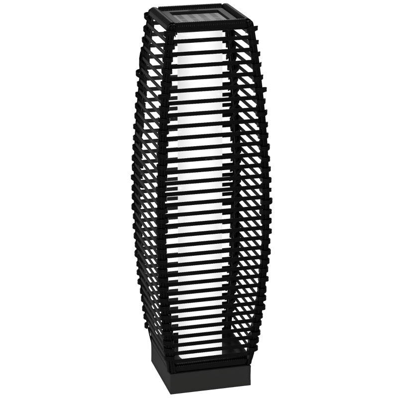 Outsunny Lampada Solare da Giardino con Pannello di Ricarica, in Acciaio e Rattan, 20x20x68 cm, Nero
