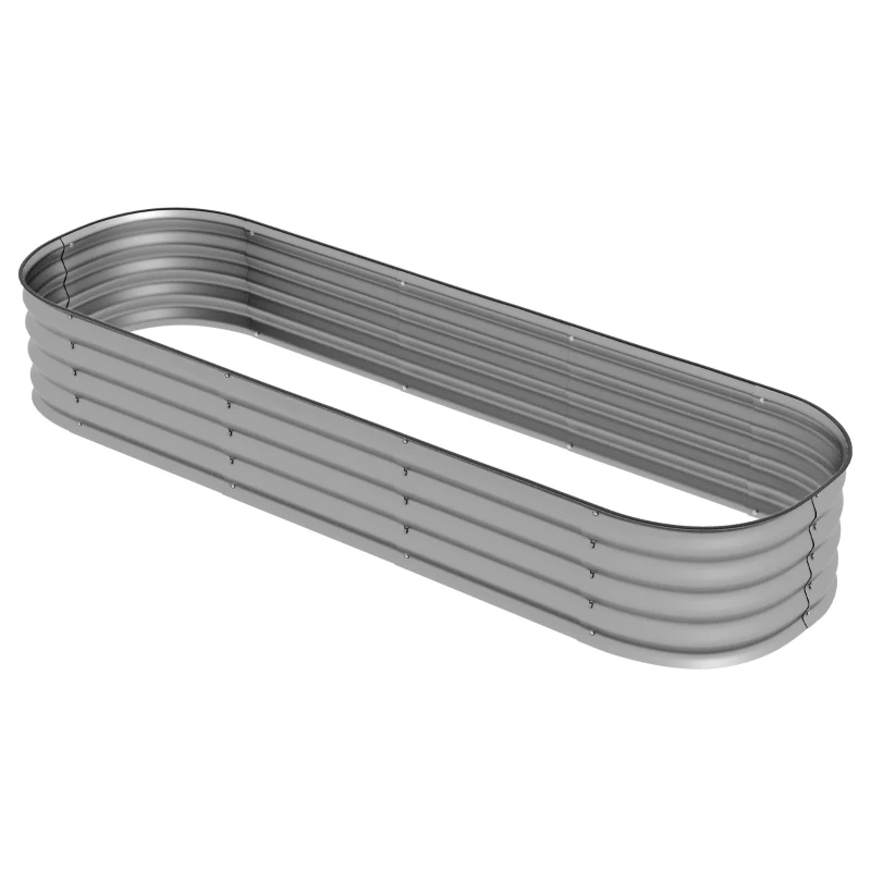 Outsunny Bac surélevé jardin potager,bac à plantes modulaire, bords protégés, design sans fond, 195 x 62 x 30 cm, Argent