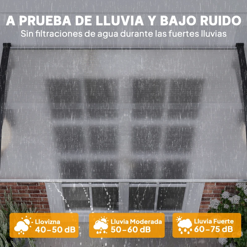 Outsunny Tejadillo de Protección para Puertas Ventanas Marquesina de Exterior de Aleación de Aluminio 150x90x25 cm Transparente