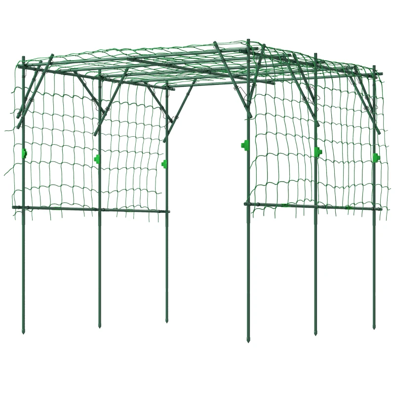 Outsunny Treillis en acier à enfoncer sans rouille soutien de plantes grimpantes 223 x 223 x 223 cm Arc de roses Vert
