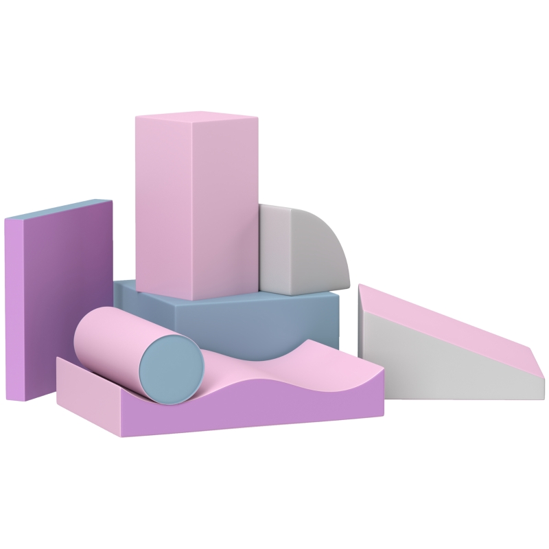HOMCOM Ensemble de blocs de construction en mousse pour enfants, favorise la créativité, similicuir, 40x40x20 cm, Multicolore, 1-3 ans