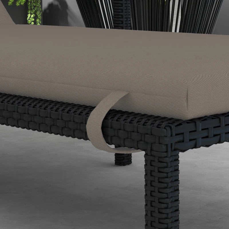 Outsunny Coussin pour Chaise Longue et Transat en Tissu avec Lacets de Fixation, Gris Foncé