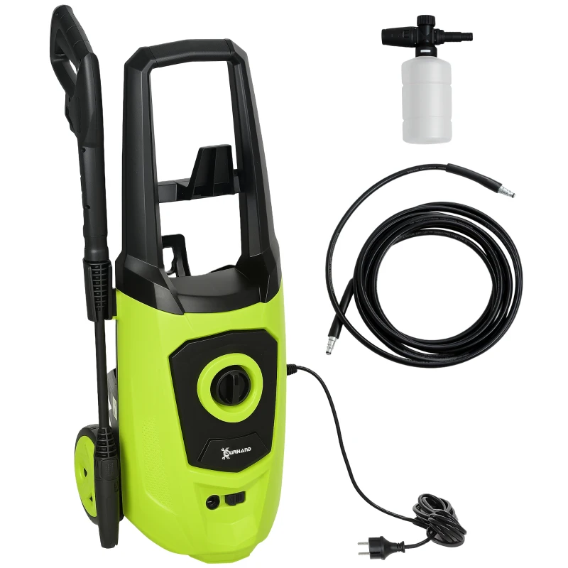 DURHAND Lavadora de Alta Pressão 1800W Caudal de 510 L/h com Bomba de Alumínio Paragem Automática Pressão de 150 Bar Verde e Preto
