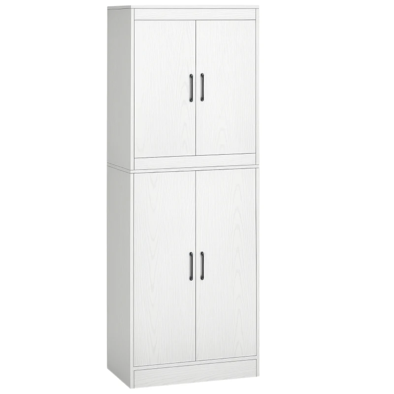 HOMCOM Armário de Cozinha Móvel Auxiliar de Cozinha com 4 Portas e 5 Prateleiras Estilo Moderno Anti-Tombo 60x36x168cm Branco