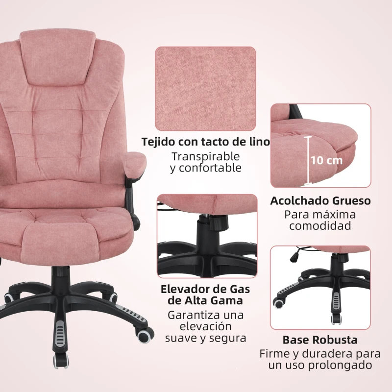 Vinsetto Silla Oficina con Masaje de 6 Puntos con Función Basculante con Calefacción Altura Ajustable