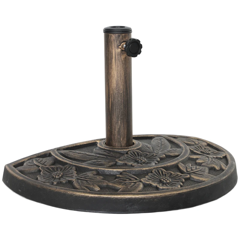 Outsunny Base para Chapéu de Sol Semicircular Suporte para Chapéu de Sol com Enchimento de Cimento 9,5 kg 50x31,5x32 cm Bronze