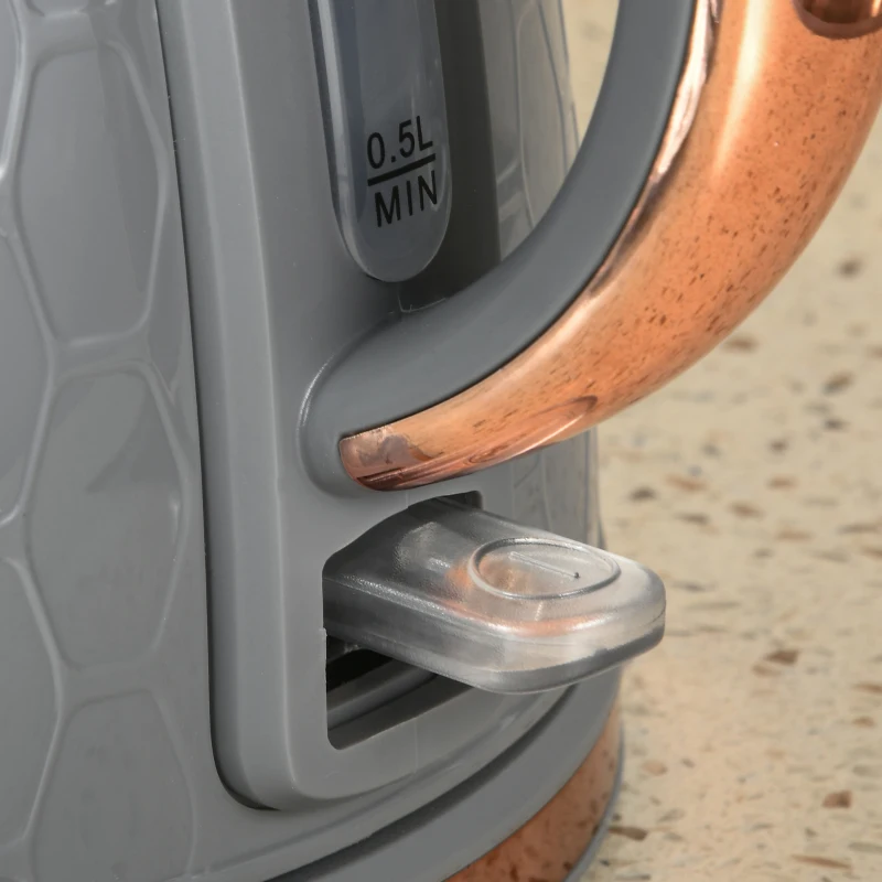 HOMCOM Zestaw kuchenny 2-w-1, toster i czajnik, wiele opcji, 1,7 L, 4 kromki tostów jednocześnie, plastik, Szary