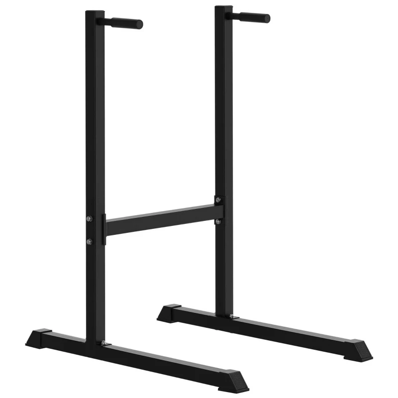 HOMCOM Appareil abdominaux dips barres à dips Fitness poignées ergonomiques et pieds antidérapants acier 104 x 70,5 x 122 cm noir
