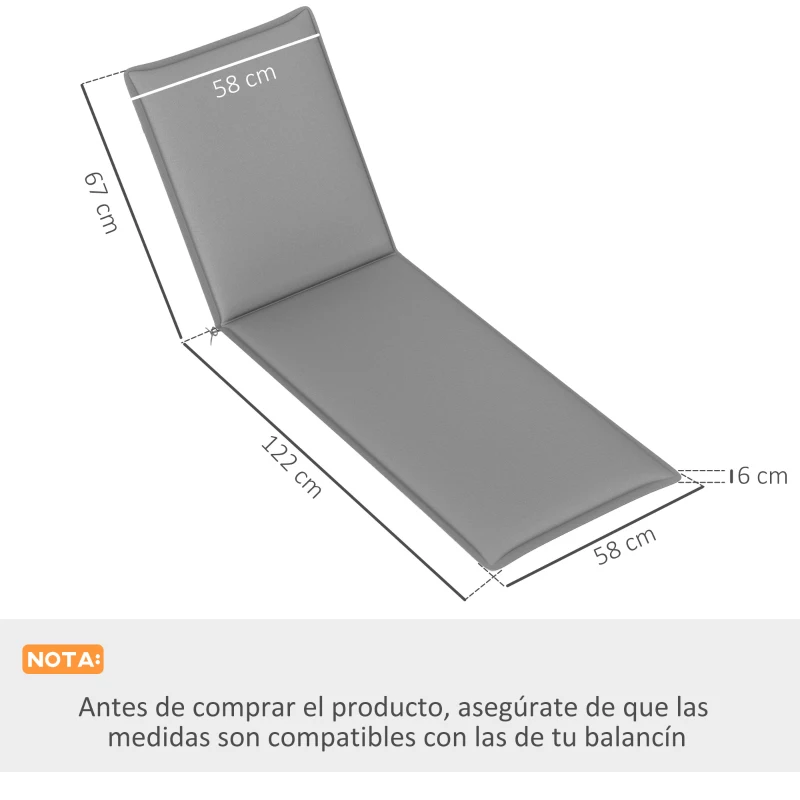Outsunny 2 Coussins pour Chaises Longues de Jardin avec Protection UV Résistants aux Eclaboussures 193x58x6 cm Gris