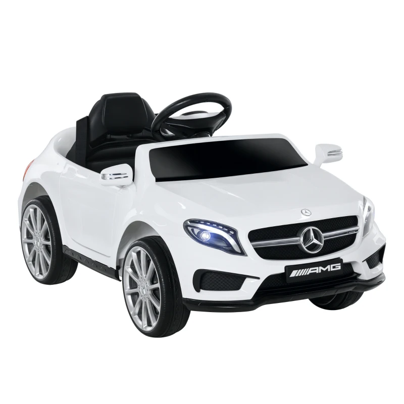 HOMCOM Mașină Electrică pentru Copii, Mercedes GLA Electric pentru Copii 3+ ani, cu Telecomandă, Faruri și Muzică, 100x58x46 cm, Alb