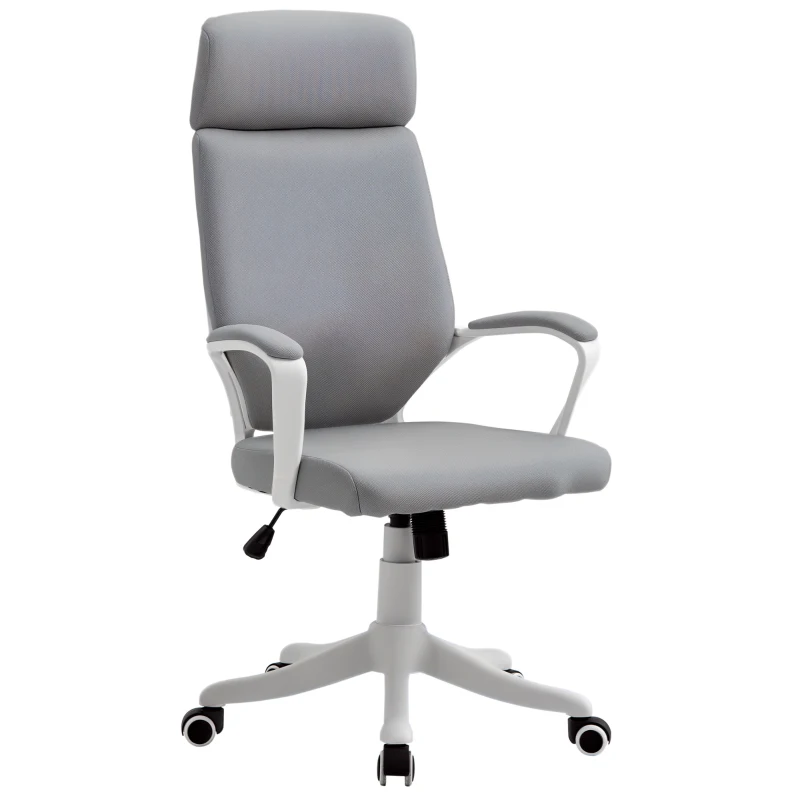 Vinsetto Silla de Oficina Giratoria Silla de Escritorio Giratoria Altura Ajustable con Reposabrazos 63x65x112-120 cm Gris