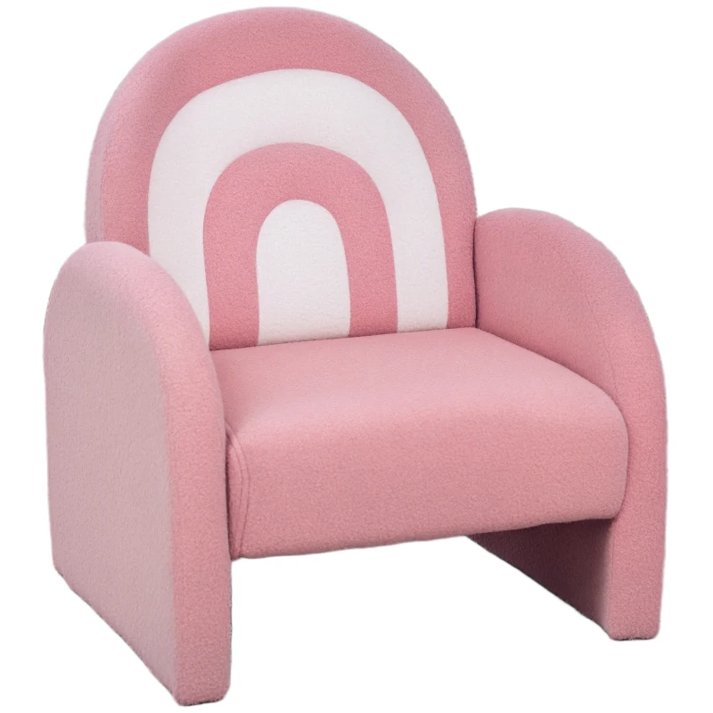 AIYAPLAY Fauteuil enfants canapé pour enfants en forme d'arc-en-ciel, mini canapé en tissu pelucheux pour garçons et filles, rose