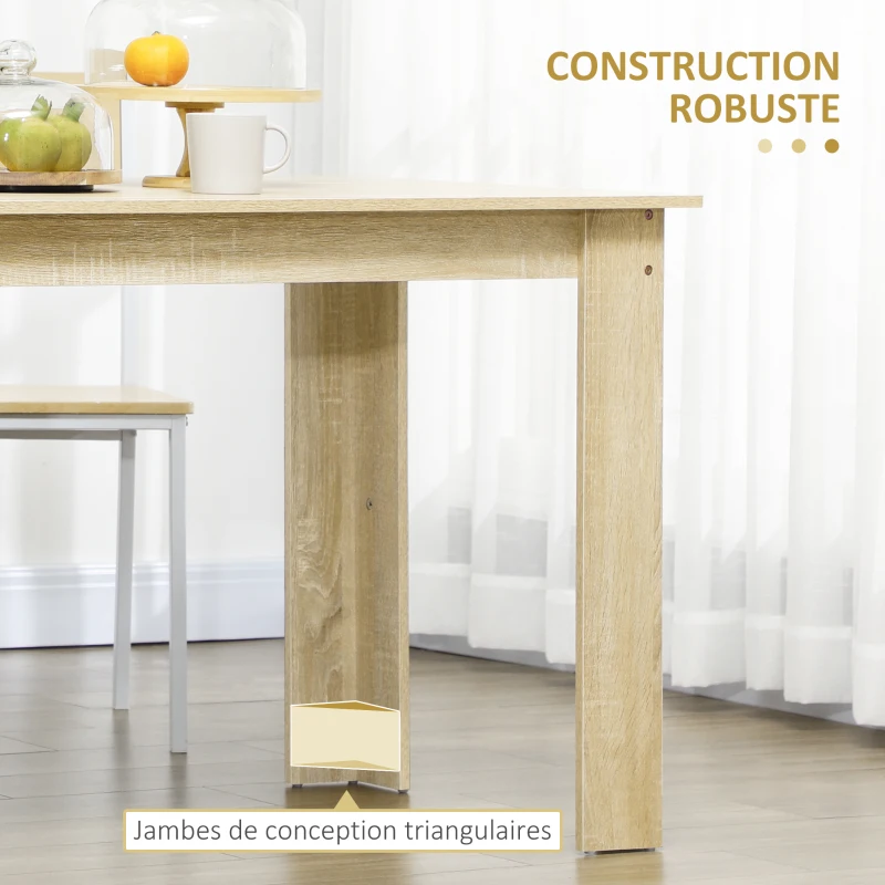 HOMCOM Table à manger table de cuisine design moderne avec grand plateau 2-4 personnes en bois dim. 120L x 69l x 75H cm chêne