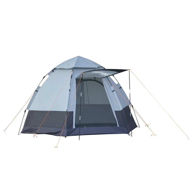Outsunny Cort de Camping pentru 2 Persoane cu Deschidere Automată și Accesorii Incluse, 2.6x2.6x1.5 m, Gri