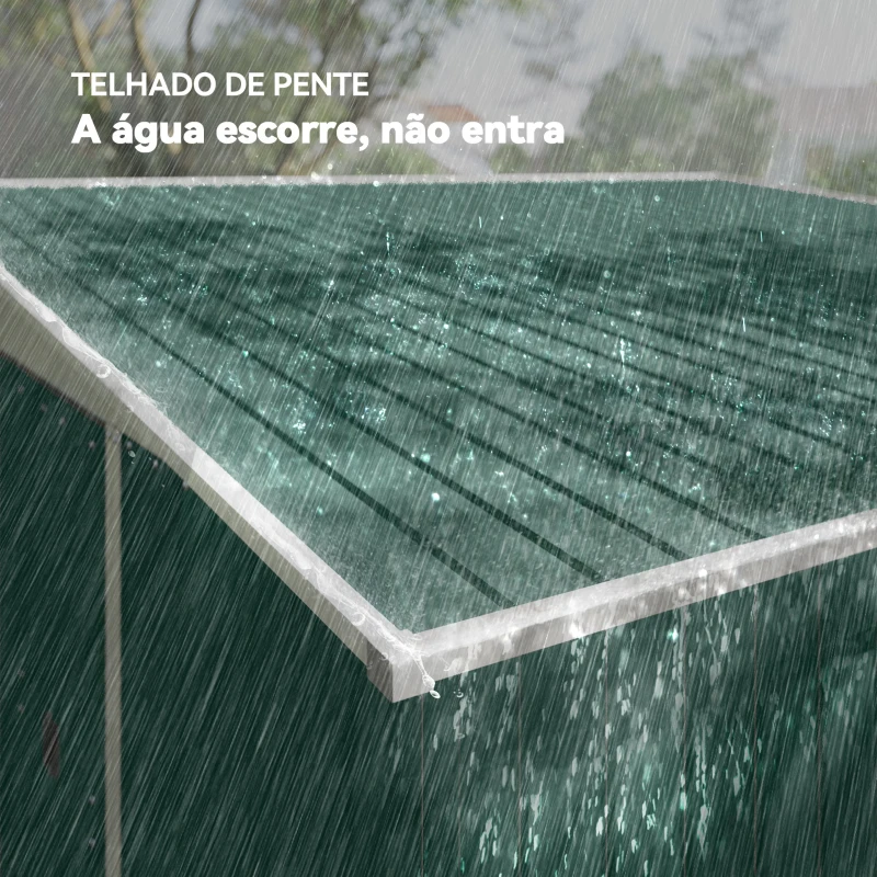 Outsunny Abrigo de Jardim 8,9 m² 280x345x201 cm Abrigo de Exterior de Aço para Armazenamento com Portas e 2 Janelas Verde