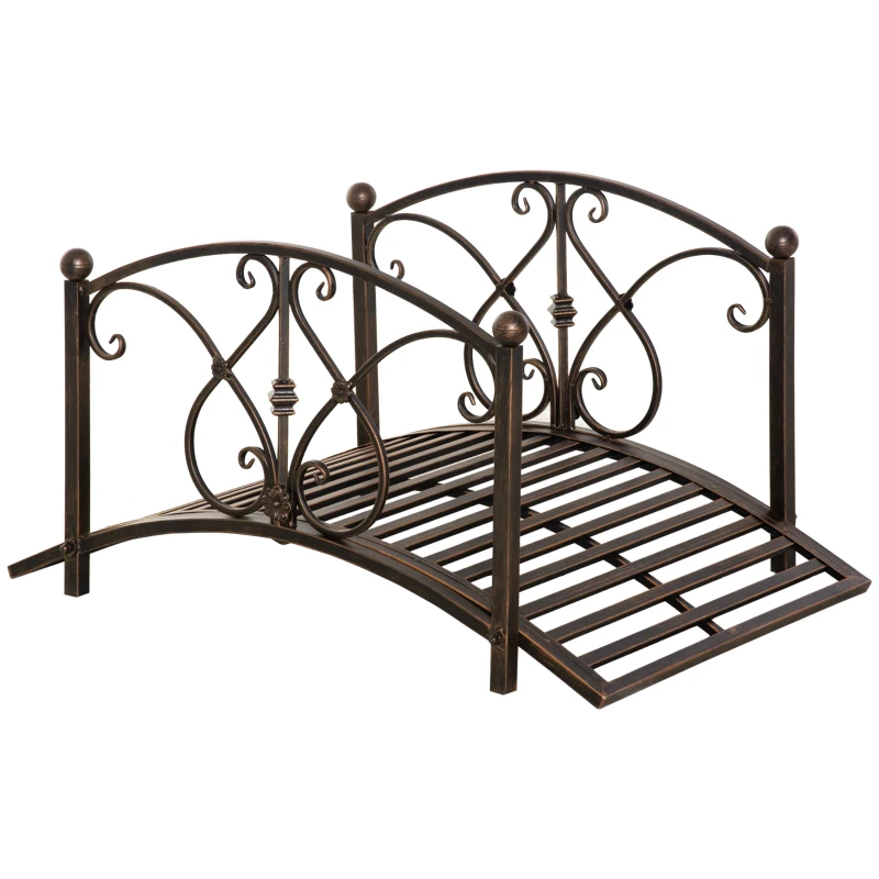 Outsunny Pont de Jardin Vintage avec Éléments Floraux, en Métal, 99x68x53cm, Noir