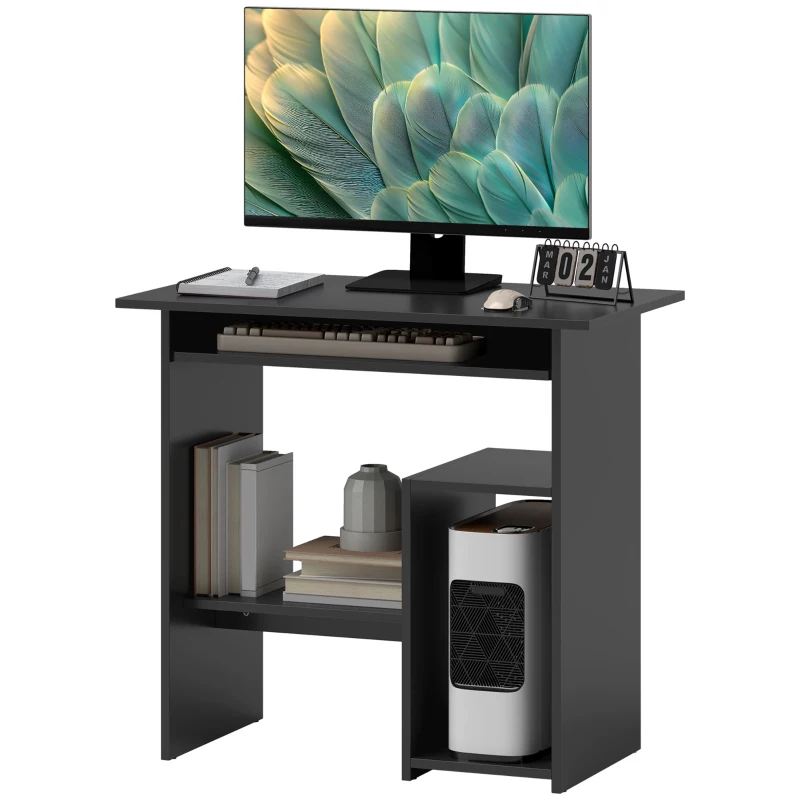 HOMCOM Bureau d'ordinateur, bureau, panneaux de particules, métal, 80 x 45 x 75 cm, noir