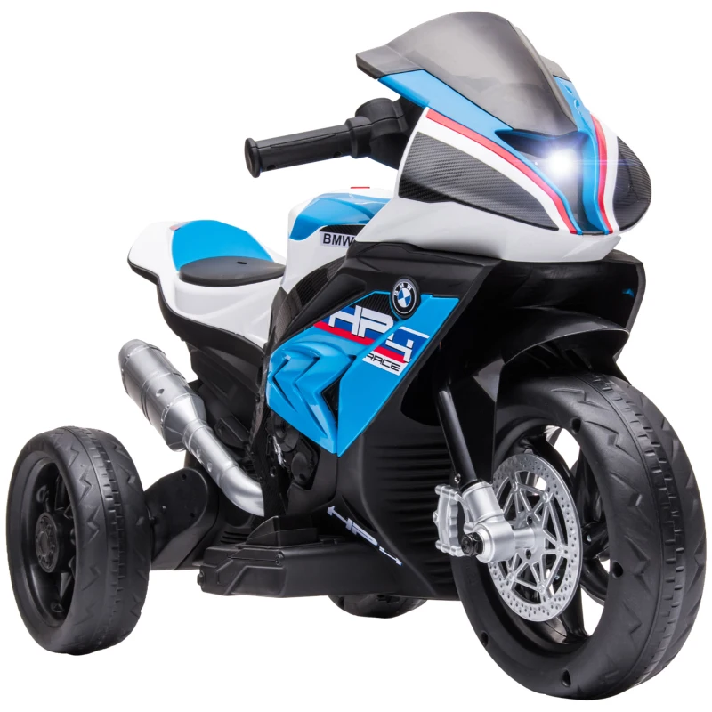 HOMCOM Moto électrique pour enfants 3 roues 6 V 2,5 Km/h musique interface USB 82,5 x 42 x 54 cm bleu