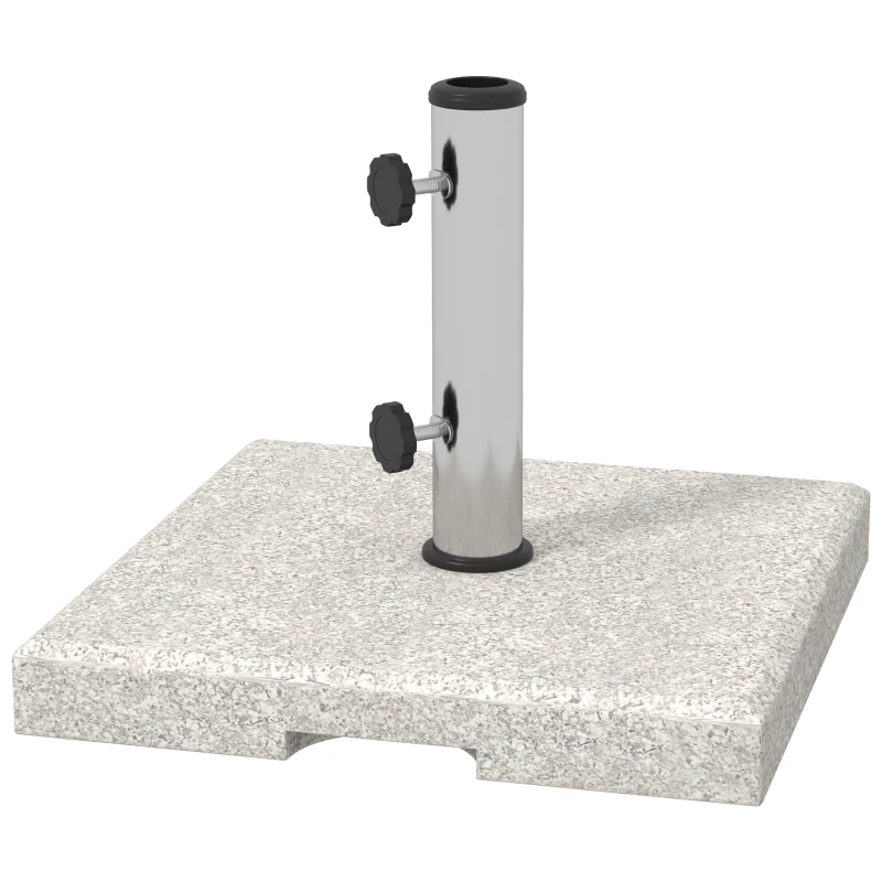 Outsunny Base pour Parasol de Jardin 25kg pour Poteaux de Ø32mm, Ø38mm et Ø48mm, en Granit et Acier Inoxydable, 38x38x38 cm, Gris