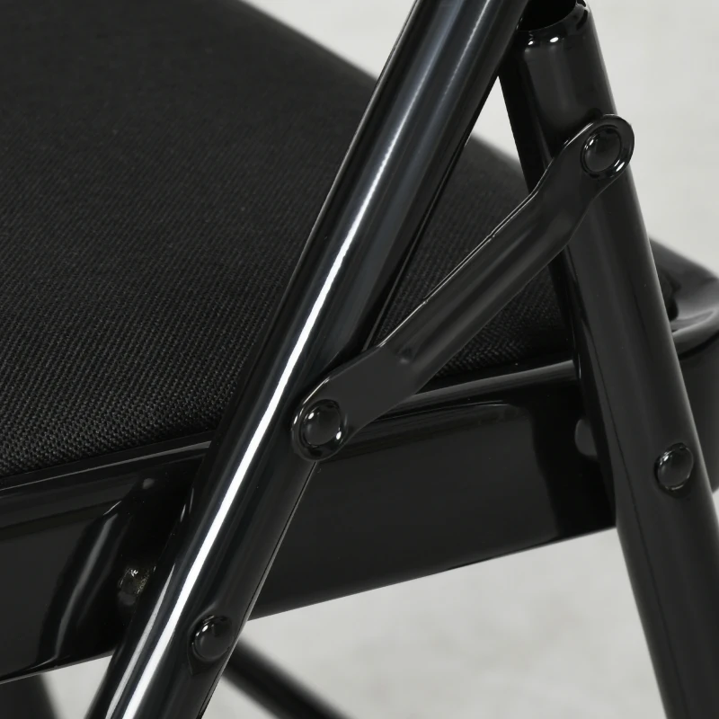 HOMCOM Set de 4 Chaises Pliantes avec Assise Rembourrée en polyester et Structure en Acier, Noir